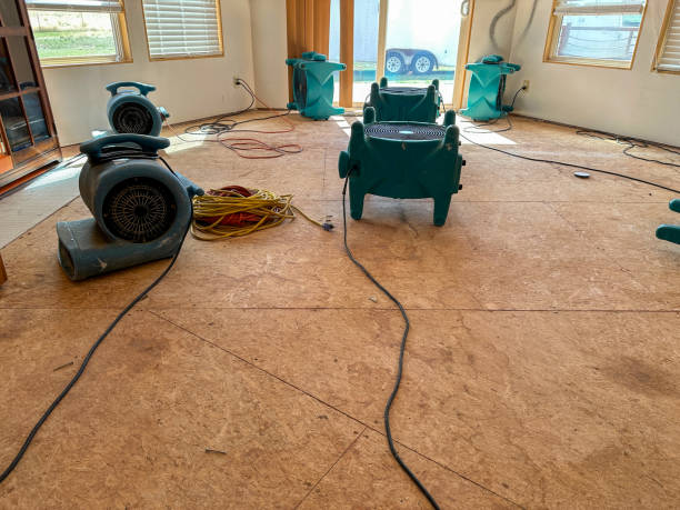 Water damaged floor being dried